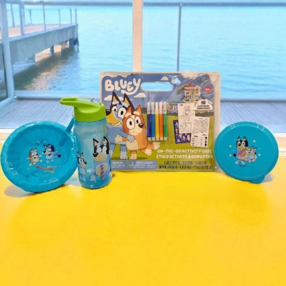 Zak! Bluey & Bingo Water Bottle Snack Container Cereal Sippy Bowl Activity‎ Book
